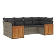 Afuera Living Contemporary Synthetic Poly Rattan 6 Piece  Sofa Set in Gray