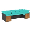 Afuera Living Contemporary 7 Piece Poly Rattan Patio Sofa Set in Black