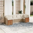 Afuera Living Contemporary Synthetic Poly Rattan 7 Piece Sofa Set in Beige