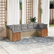 Afuera Living Contemporary 7 Piece Poly Rattan Sofa Set in Gray/Beige
