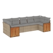 Afuera Living Contemporary 7 Piece Poly Rattan Sofa Set in Gray/Beige