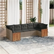 Afuera Living Contemporary 7 Piece Poly Rattan Small Sofa Set in Gray