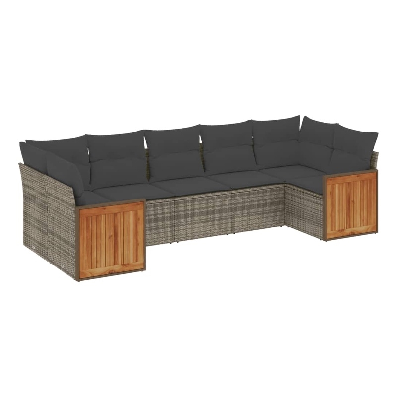 Afuera Living Contemporary 7 Piece Poly Rattan Small Sofa Set in Gray