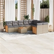 Afuera Living Contemporary 10 Piece Poly Rattan Large Sofa Set in Beige