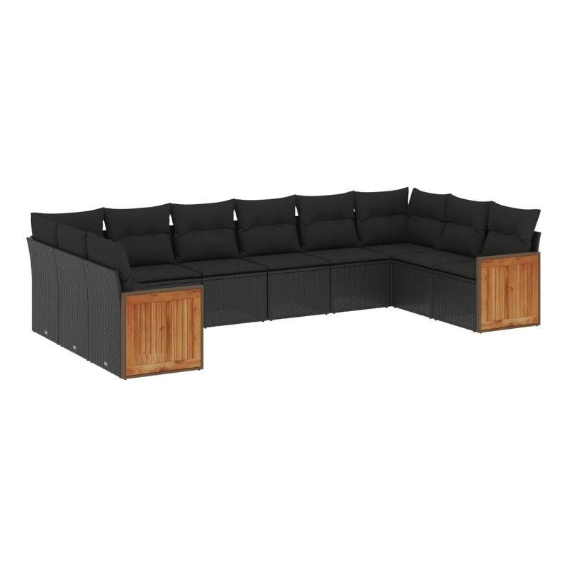 Afuera Living Contemporary 10 Piece Poly Rattan Sofa Set in Black