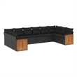Afuera Living Contemporary 10 Piece Poly Rattan Sofa Set in Black