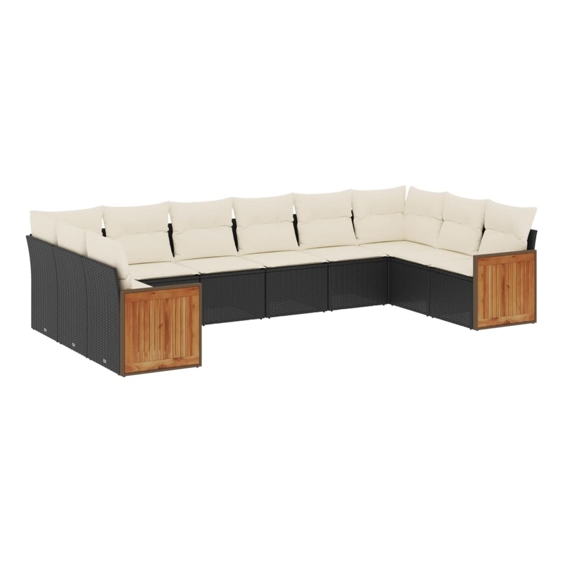 Afuera Living Contemporary 10 Piece Poly Rattan Sofa Set in Black