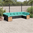 Afuera Living 10 Piece Poly Rattan Large Patio Sofa Set in Black/Blue