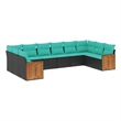 Afuera Living 10 Piece Poly Rattan Large Patio Sofa Set in Black/Blue