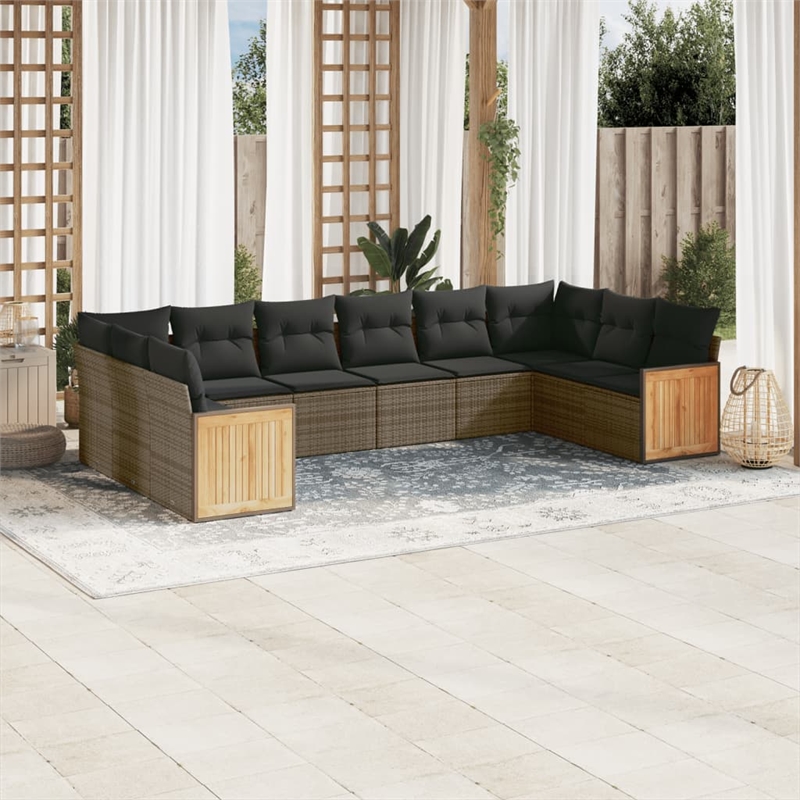 Afuera Living Contemporary Poly Rattan Large Sofa Set in Gray