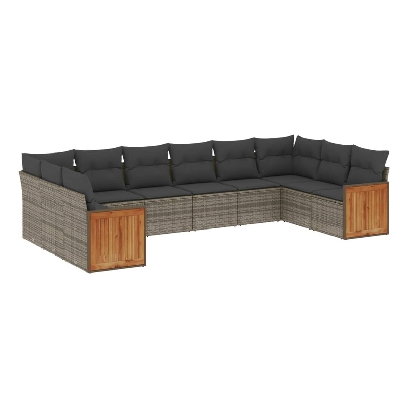 Afuera Living Contemporary Poly Rattan Large Sofa Set in Gray