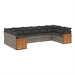 Afuera Living Contemporary Poly Rattan Large Sofa Set in Gray