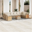 Afuera Living Contemporary 11 Piece Poly Rattan Sofa Set in Beige