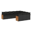 Afuera Living Contemporary 10 Piece Poly Rattan Large Sofa Set in Black