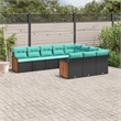 Afuera Living 10 Piece Poly Rattan Patio Sofa Set in Black/Blue