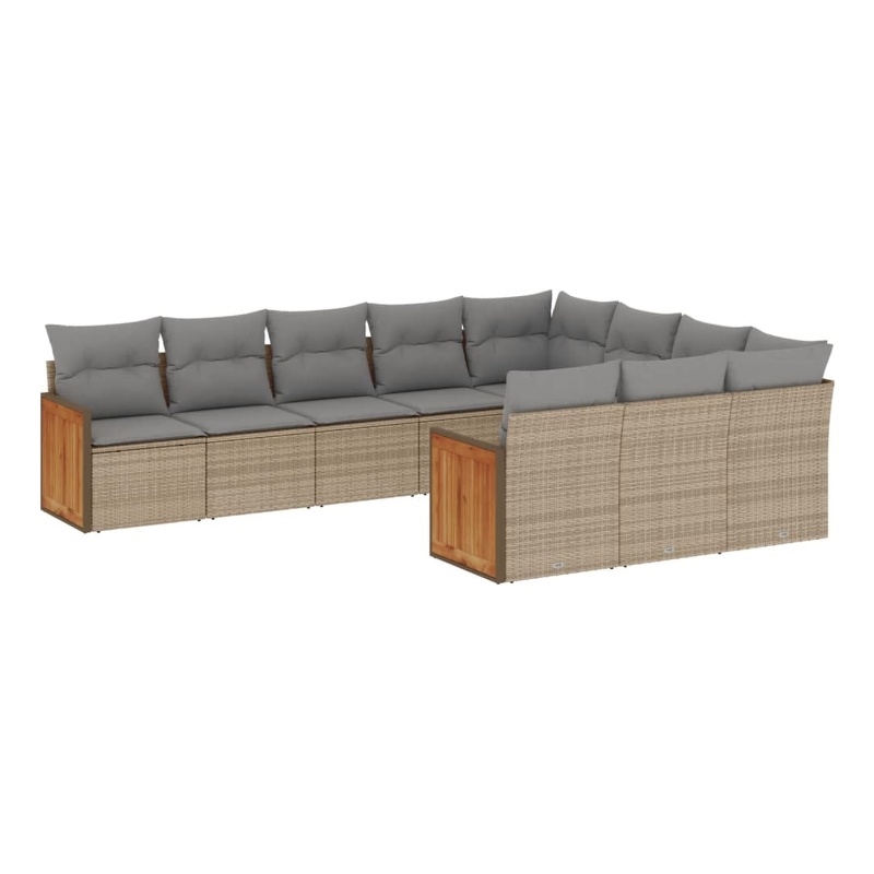 Afuera Living Contemporary 10 Piece Poly Rattan Large Sofa Set in Beige
