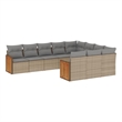 Afuera Living Contemporary 10 Piece Poly Rattan Large Sofa Set in Beige