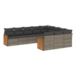 Afuera Living Contemporary Synthetic Poly Rattan 10 Piece Sofa Set in Gray