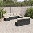 Afuera Living Synthetic Poly Rattan 10 Piece Sofa Set in Black/Cream