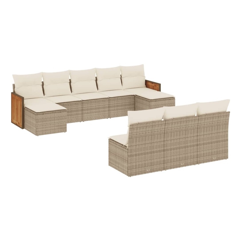 Afuera Living Contemporary 10 Piece Poly Rattan Sofa Set in Beige