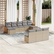 Afuera Living Contemporary Synthetic Poly Rattan 10 Piece Sofa Set in Gray/Beige