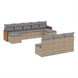 Afuera Living Contemporary Synthetic Poly Rattan 10 Piece Sofa Set in Gray/Beige