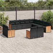 Afuera Living Contemporary Synthetic Poly Rattan Garden Sofa Set in Black