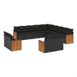 Afuera Living Contemporary Synthetic Poly Rattan Garden Sofa Set in Black