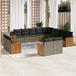 Afuera Living Contemporary 13 Piece Poly Rattan Large Sofa Set in Gray