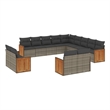 Afuera Living Contemporary 13 Piece Poly Rattan Large Sofa Set in Gray