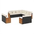 Afuera Living Contemporary 11 Piece Poly Rattan Sofa Set in Black/Cream