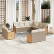 Afuera Living Contemporary 11 Piece Poly Rattan Large Sofa Set in Beige