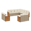 Afuera Living Contemporary 11 Piece Poly Rattan Large Sofa Set in Beige