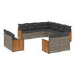 Afuera Living Contemporary 11 Piece Poly Rattan Sofa Set in Gray