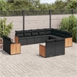Afuera Living Contemporary 12 Piece Poly Rattan Sofa Set in Black