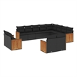 Afuera Living Contemporary 12 Piece Poly Rattan Sofa Set in Black
