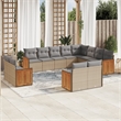 Afuera Living Contemporary Synthetic Poly Rattan 12 Piece Sofa Set in Beige