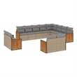 Afuera Living Contemporary Synthetic Poly Rattan 12 Piece Sofa Set in Beige