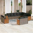 Afuera Living Contemporary Synthetic Poly Rattan 12 Piece Sofa Set in Gray