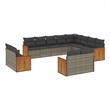 Afuera Living Contemporary Synthetic Poly Rattan 12 Piece Sofa Set in Gray