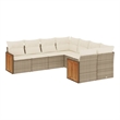 Afuera Living Contemporary Synthetic Poly Rattan 8 Piece Sofa Set in Cream/Beige