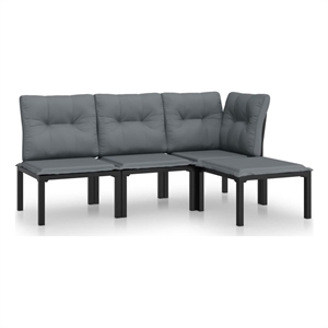 Afuera Living Contemporary 4 Piece Steel Garden Lounge Set in Black/Gray