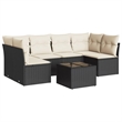 Afuera Living Contemporary 7 Piece Poly Rattan Sofa Set in Black/Cream