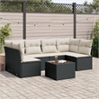 Afuera Living Contemporary 7 Piece Poly Rattan Sofa Set in Black/Cream