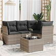 Afuera Living Contemporary 5 Piece Poly Rattan Sofa Set in Gray