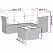 Afuera Living Contemporary 5 Piece Poly Rattan Sofa Set in Gray
