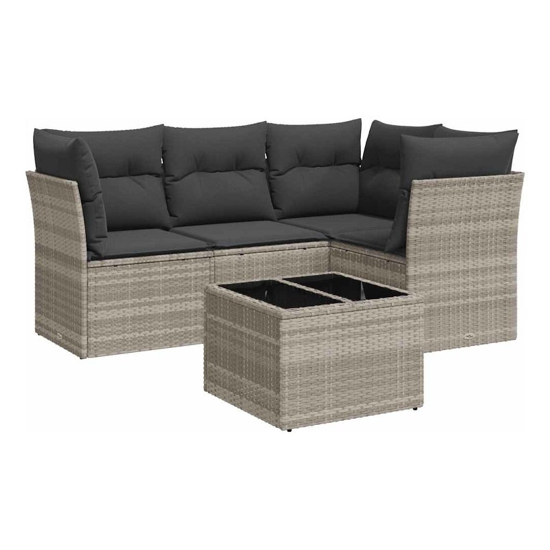Afuera Living Contemporary 5 Piece Poly Rattan Sofa Set in Gray