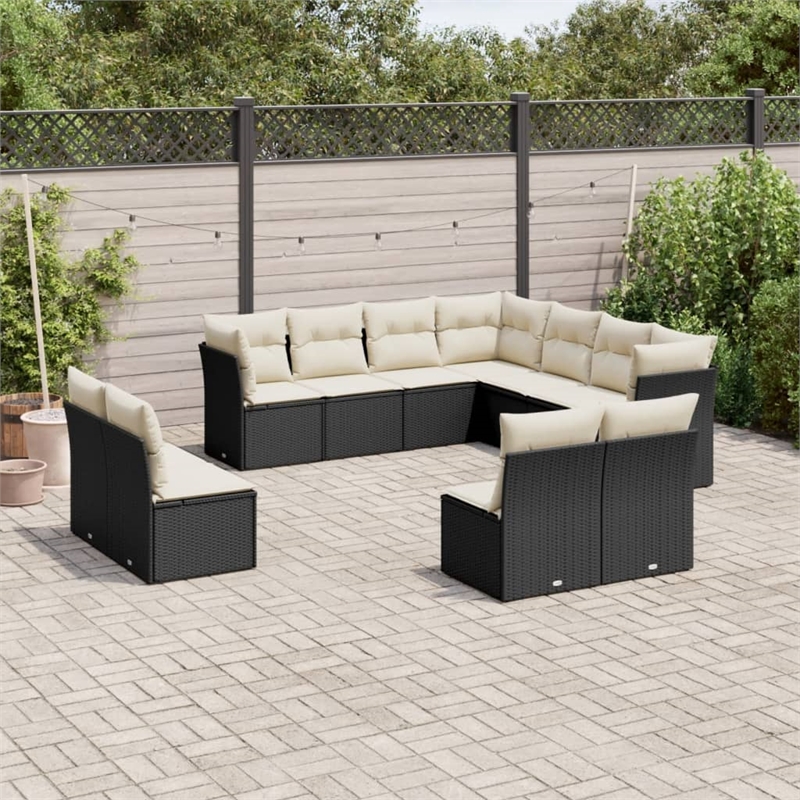 Afuera Living Contemporary 11 Piece Poly Rattan Large Sofa Set in Black