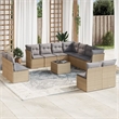 Afuera Living Contemporary 12 Piece Poly Rattan Sofa Set in Beige