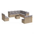 Afuera Living Contemporary 12 Piece Poly Rattan Sofa Set in Beige